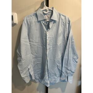 ETON Men's Cotton Plaid Contemporary Fit Dress Shirt Size 44/17.5 Light Blue